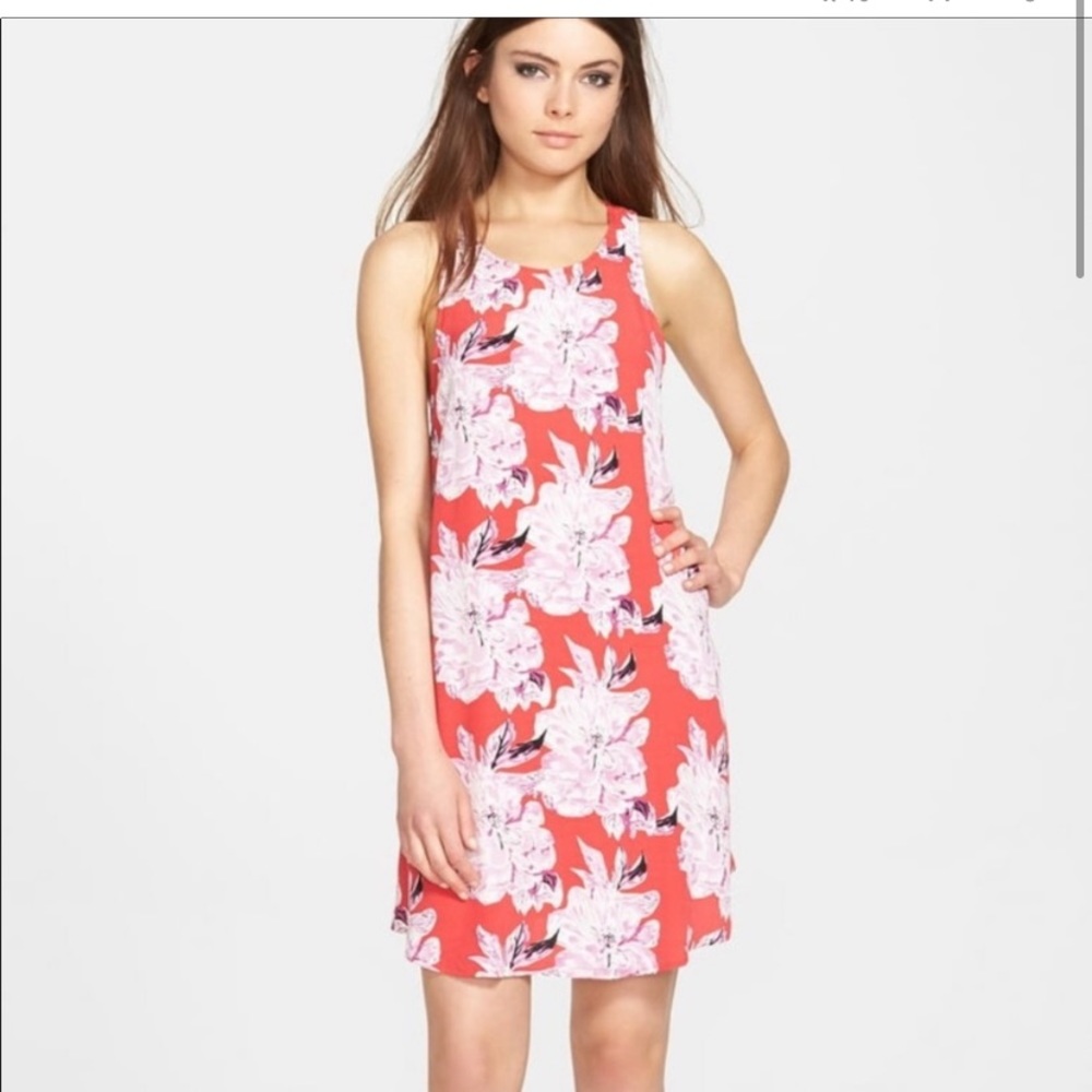 ASTR Red Floral Racerback Shift Dress